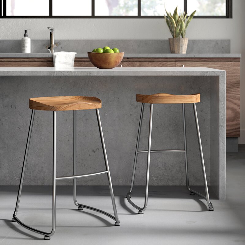 Brookshire Solid Wood/Metal Counter Stool Set & Reviews | AllModern